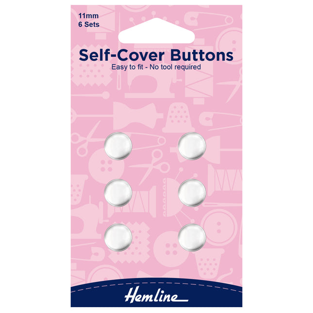 Self Cover Buttons by Hemline Brass Metal - Easy to Fit - 6 Sizes 11mm - 38mm - ThreadandTrimmings