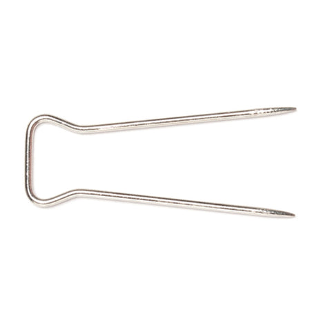 Prym 32mm double pointed loose cover pins for upholstery close up, Prym loose cover pins pack of 6 36 72 200 retail packaging layout, Double pointed upholstery pins holding fabric securely on a sofa armcap