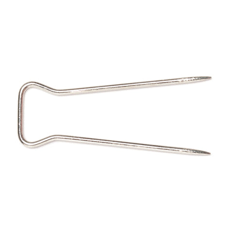 Prym 32mm double pointed loose cover pins for upholstery close up, Prym loose cover pins pack of 6 36 72 200 retail packaging layout, Double pointed upholstery pins holding fabric securely on a sofa armcap
