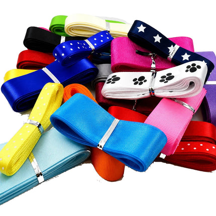 Ribbon Pack 25 x 3m Grosgrain Satin Chiffon Printed Ribbons 75m Mixed Widths