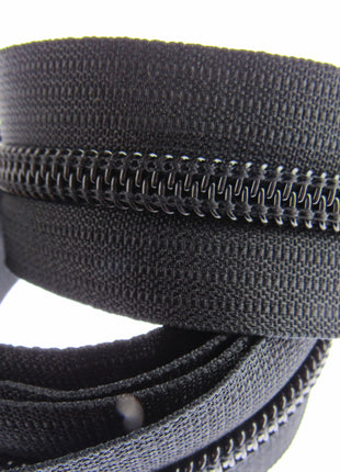 Continuous Nylon Zip Chain - 10m x 9mm - 4 Double & 4 Long Pull Non Lock Sliders - ThreadandTrimmings