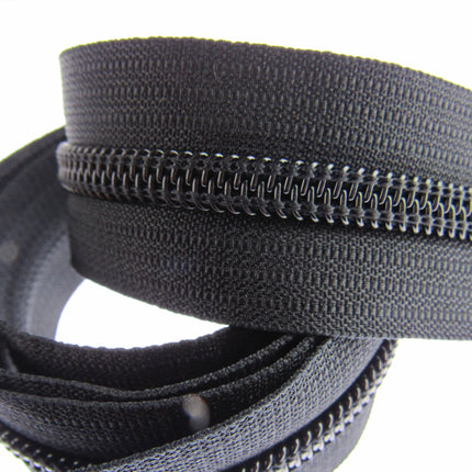 Continuous Nylon Zip Chain - 10m x 9mm - 4 Double & 4 Long Pull Non Lock Sliders - ThreadandTrimmings