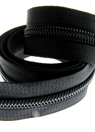 Continuous Nylon Zip Chain - 10m x 9mm - 4 Double & 4 Long Pull Non Lock Sliders - ThreadandTrimmings