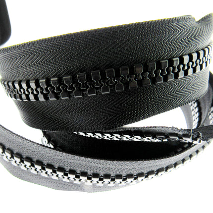 Heavy Duty Chunky Plastic Continuous Zip Chain - Useful For Marquees - 10m Roll - ThreadandTrimmings