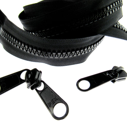 Heavy Duty Chunky Plastic Continuous Zip Chain - Useful For Marquees - 10m Roll - ThreadandTrimmings
