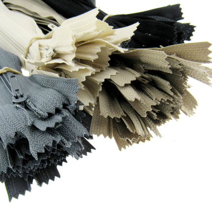 Nylon Closed End Cushion Zips No3 12" to 22" Black Grey Cream Beige Bulk Qty - ThreadandTrimmings