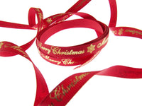 Merry Christmas Grosgrain Ribbon Snowflake 9mm - x 3m Length Red or Green 55098