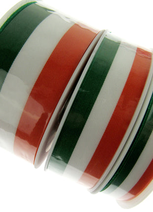 Irish Ribbon - Green, White Orange Striped Tri Colour Ribbon - 15mm, 25mm, 40mm - ThreadandTrimmings