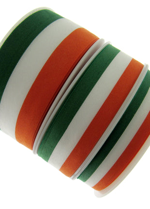 Irish Ribbon - Green, White Orange Striped Tri Colour Ribbon - 15mm, 25mm, 40mm - ThreadandTrimmings