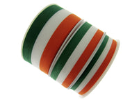 Irish Ribbon - Green, White Orange Striped Tri Colour Ribbon - 15mm, 25mm, 40mm