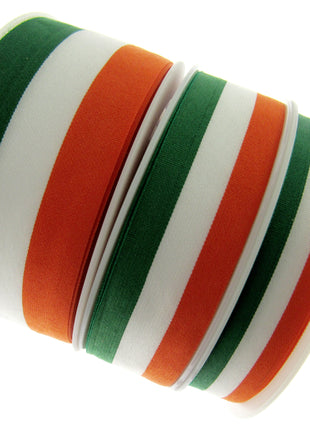 Irish Ribbon - Green, White Orange Striped Tri Colour Ribbon - 15mm, 25mm, 40mm - ThreadandTrimmings