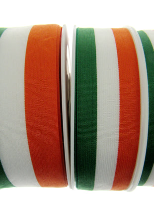 Irish Ribbon - Green, White Orange Striped Tri Colour Ribbon - 15mm, 25mm, 40mm - ThreadandTrimmings