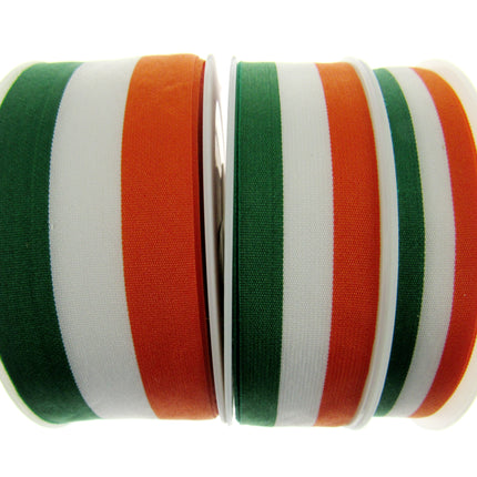 Irish Ribbon - Green, White Orange Striped Tri Colour Ribbon - 15mm, 25mm, 40mm - ThreadandTrimmings