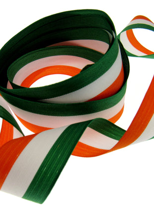 Irish Ribbon - Green, White Orange Striped Tri Colour Ribbon - 15mm, 25mm, 40mm - ThreadandTrimmings