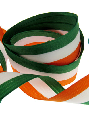 Irish Ribbon - Green, White Orange Striped Tri Colour Ribbon - 15mm, 25mm, 40mm - ThreadandTrimmings