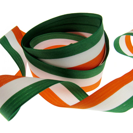 Irish Ribbon - Green, White Orange Striped Tri Colour Ribbon - 15mm, 25mm, 40mm - ThreadandTrimmings