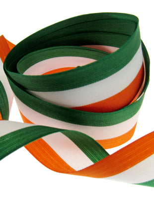 Irish Ribbon - Green, White Orange Striped Tri Colour Ribbon - 15mm, 25mm, 40mm - ThreadandTrimmings