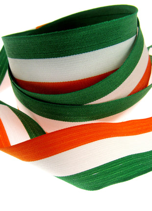 Irish Ribbon - Green, White Orange Striped Tri Colour Ribbon - 15mm, 25mm, 40mm - ThreadandTrimmings
