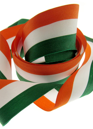 Irish Ribbon - Green, White Orange Striped Tri Colour Ribbon - 15mm, 25mm, 40mm - ThreadandTrimmings