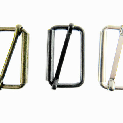 Adjustable Metal Slider Bars for Bag Making Webbing Straps - 2 Sizes / 3 Colours - ThreadandTrimmings