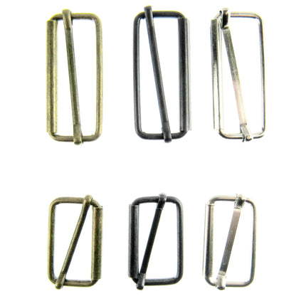 Adjustable Metal Slider Bars for Bag Making Webbing Straps - 2 Sizes / 3 Colours - ThreadandTrimmings