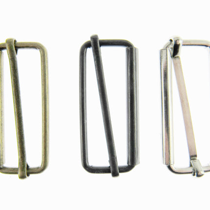 Adjustable Metal Slider Bars for Bag Making Webbing Straps - 2 Sizes / 3 Colours - ThreadandTrimmings