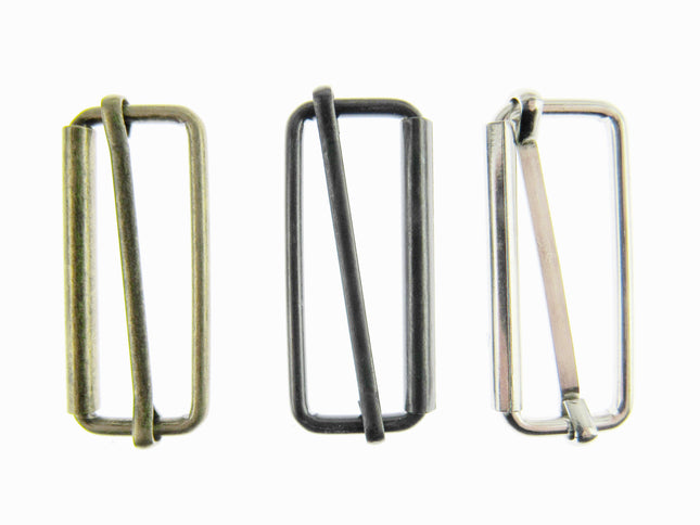 Adjustable Metal Slider Bars for Bag Making Webbing Straps - 2 Sizes / 3 Colours - ThreadandTrimmings