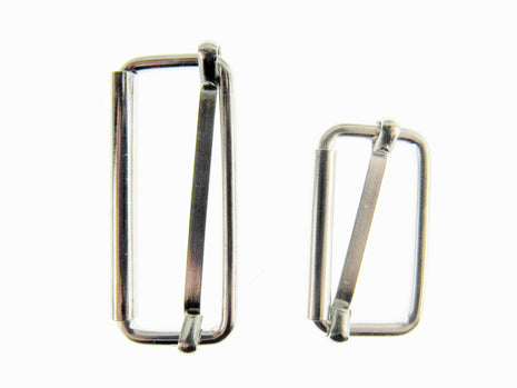 Adjustable Metal Slider Bars for Bag Making Webbing Straps - 2 Sizes / 3 Colours - ThreadandTrimmings