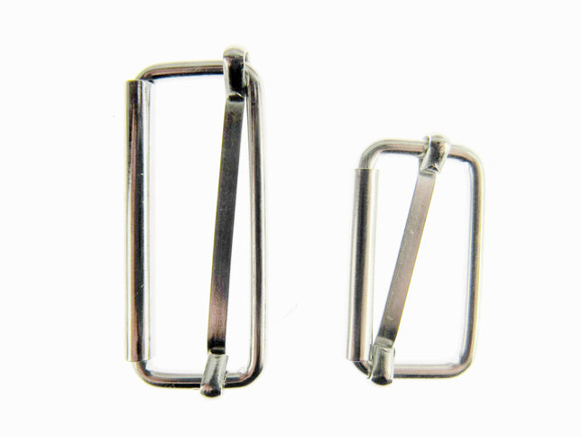 Adjustable Metal Slider Bars for Bag Making Webbing Straps - 2 Sizes / 3 Colours - ThreadandTrimmings