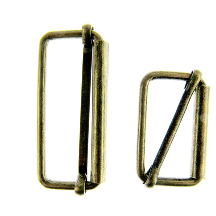Adjustable Metal Slider Bars for Bag Making Webbing Straps - 2 Sizes / 3 Colours - ThreadandTrimmings
