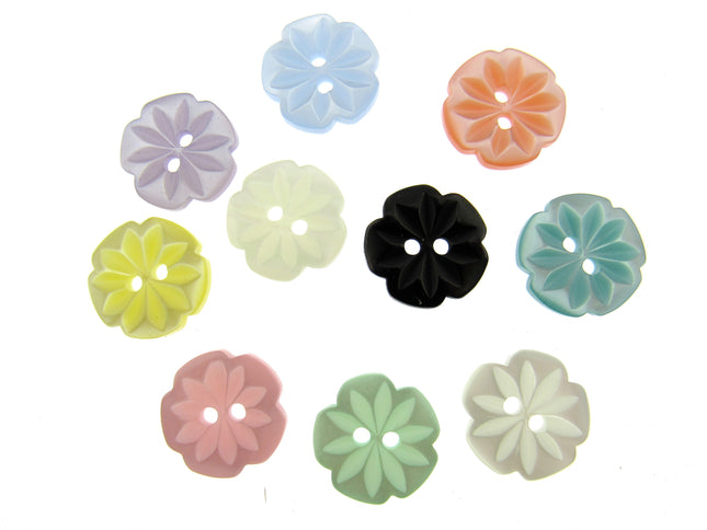 Round Daisy Flower Cut Polyester Buttons 2 Hole Sewing Craft 13 15 18mm CP8 Pack