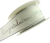 Ivory Christening Ribbon With Congratulations On Your Christening Message - ThreadandTrimmings