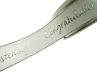 Ivory Christening Ribbon With Congratulations On Your Christening Message - ThreadandTrimmings