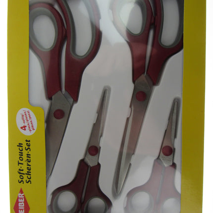 Scissor Set Suitable for Left or Right Handers - Kleiber Soft Touch 4-Piece Set - ThreadandTrimmings