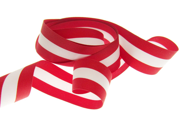 Red & White Striped Ribbon Polish Danish Austrian, Swiss 15mm 25mm 40mm 5 Meters - ThreadandTrimmings