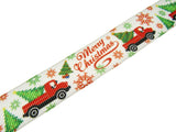 Merry Christmas Ribbon - Truck, Tree & Snow Flakes - 3m - Printed One Side Only