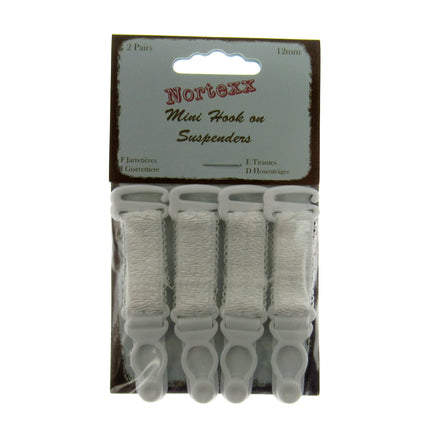 Mini Hook On Suspenders in Black or White - Price for 2 x Pair - 12mm - NSS9X - ThreadandTrimmings