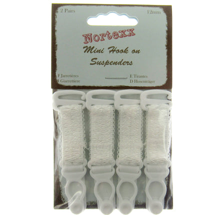 Mini Hook On Suspenders in Black or White - Price for 2 x Pair - 12mm - NSS9X - ThreadandTrimmings
