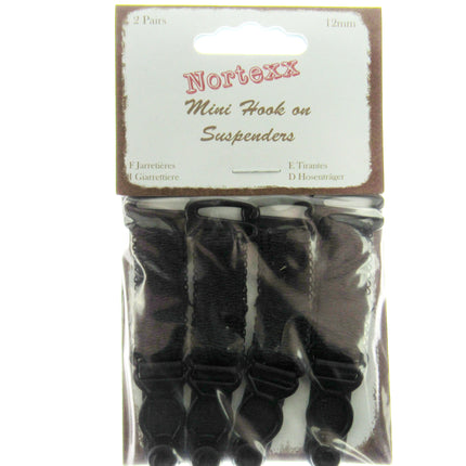 Mini Hook On Suspenders in Black or White - Price for 2 x Pair - 12mm - NSS9X - ThreadandTrimmings