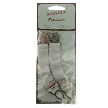 Clip On Suspenders - One Pair of White 18mm Clip On Suspenders NSS8 - ThreadandTrimmings