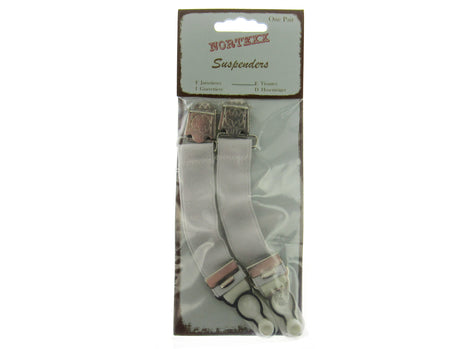 Clip On Suspenders - One Pair of White 18mm Clip On Suspenders NSS8 - ThreadandTrimmings