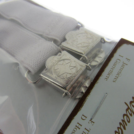 Clip On Suspenders - One Pair of White 18mm Clip On Suspenders NSS8 - ThreadandTrimmings