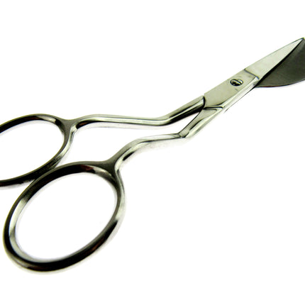 A pair of stainless steel applique scissors shown on a plain white background.
