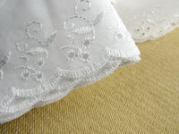Scalloped White Cotton Broderie Anglaise with Flower Vine - 50mm 210072