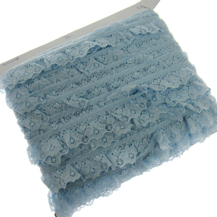 Gathered Frilled Nylon Lace with Large Daisy - 25mm 1" - Nottingham Lace - 2050F - ThreadandTrimmings