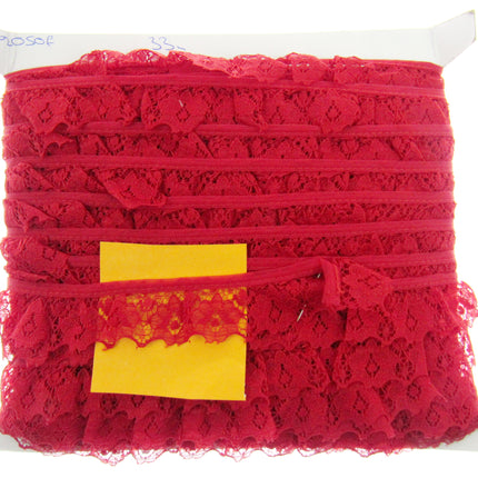 Gathered Frilled Nylon Lace with Large Daisy - 25mm 1" - Nottingham Lace - 2050F - ThreadandTrimmings