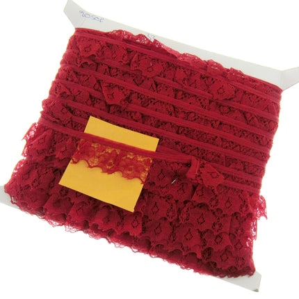 Gathered Frilled Nylon Lace with Large Daisy - 25mm 1" - Nottingham Lace - 2050F - ThreadandTrimmings