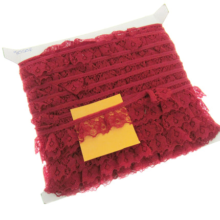Gathered Frilled Nylon Lace with Large Daisy - 25mm 1" - Nottingham Lace - 2050F - ThreadandTrimmings