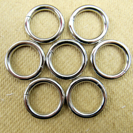 Premium Solid Welded O Rings Silver Nickel Fasteners 20mm 25mm - Loop Rings