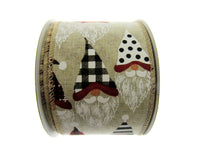 Wired Edge Christmas Ribbon with Santa Claus Design -  63mm Wide - 10m Roll